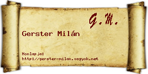 Gerster Milán névjegykártya